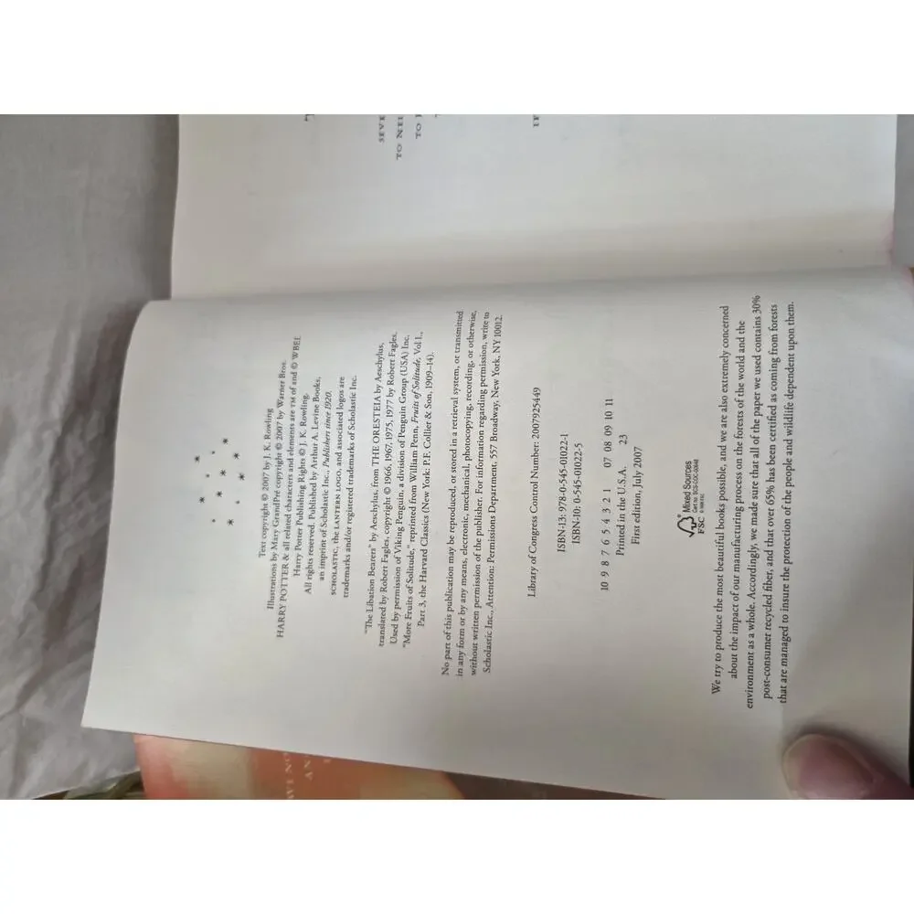 Harry Potter & The Deathly Hallows First Edition Hardcover 1st Print Scholastic